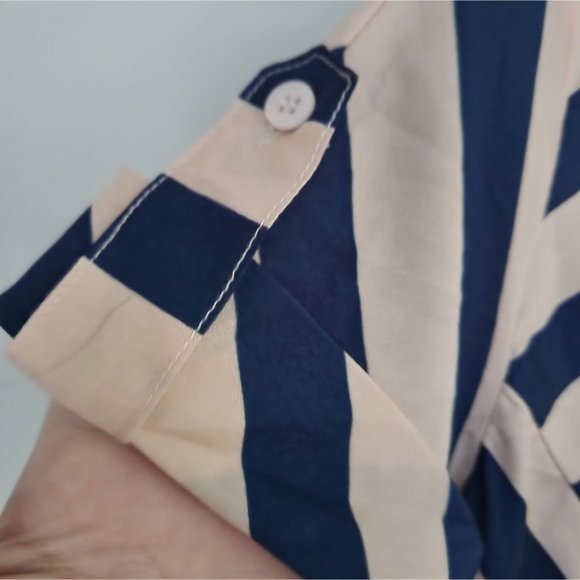 DIANE VON FURSTENBERG Dress 100% silk Leron dress striped navy pink sz 2 - Picture 7 of 8